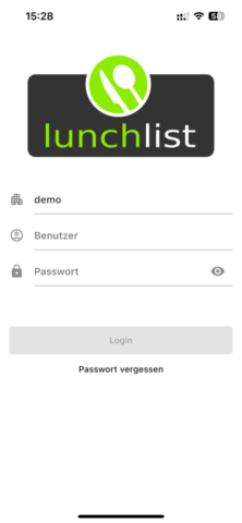 lunchlist ios android app login anmelden