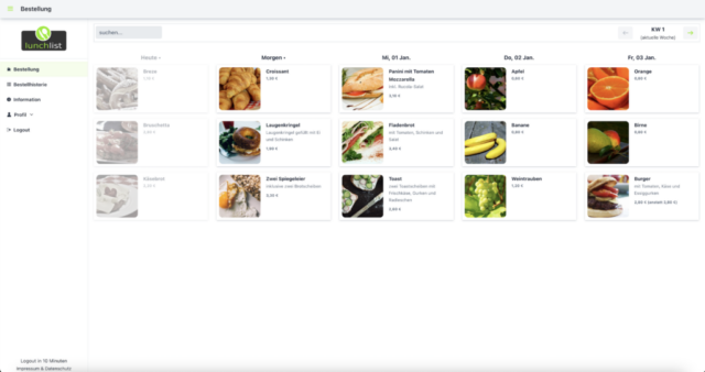 lunchlist web screenshot benutzer produktübersicht