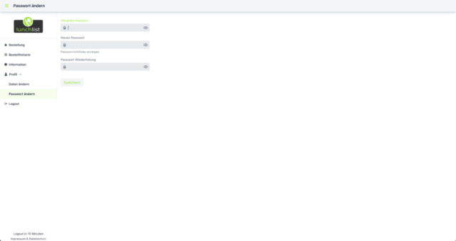 lunchlist web screenshot benutzer profil passwort ändern